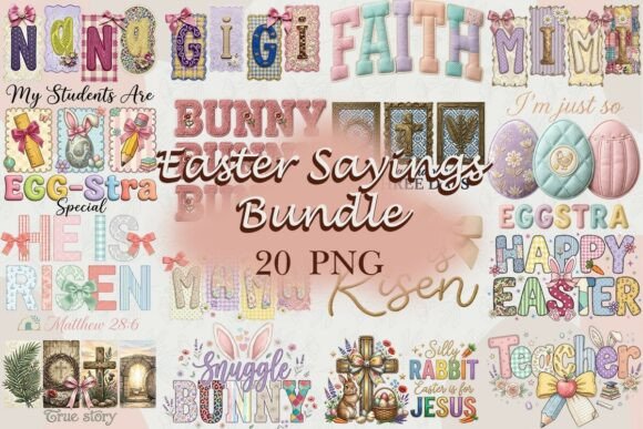 Download Cute Easter Sayings Bundle PNG - Bundle Collection
