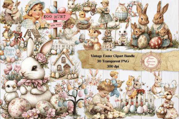 Download Vintage Easter Clipart Bundle - Bundle Collection