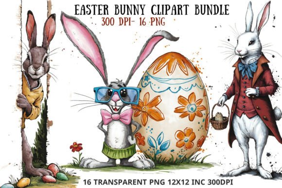 Download Whimsical Easter Bunny Clipart Bundle - Bundle Collection