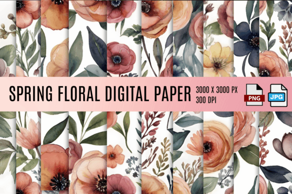 Download Spring Florals Digital Paper Bundle - Bundle Collection