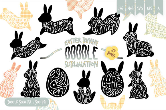 Download Easter Bunny Doodle Sublimation Bundles - Bundle Collection