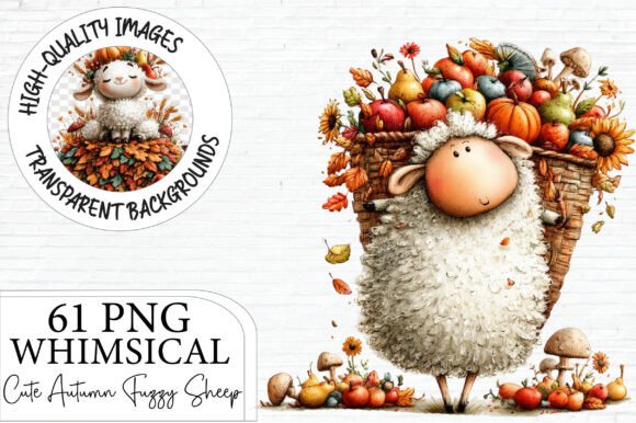 Download Cute Autumn Fuzzy Sheep Clipart Bundle - Bundle Collection