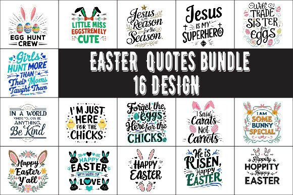 Download Easter Quotes Bundle 16 Design - Bundle Collection