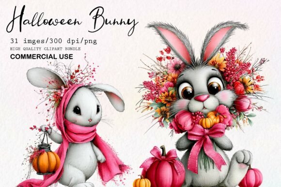 Download Pink Halloween Bunny Clipart Bundle - Bundle Collection