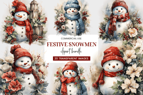 Download Festive Snowman Clipart Bundle - Bundle Collection