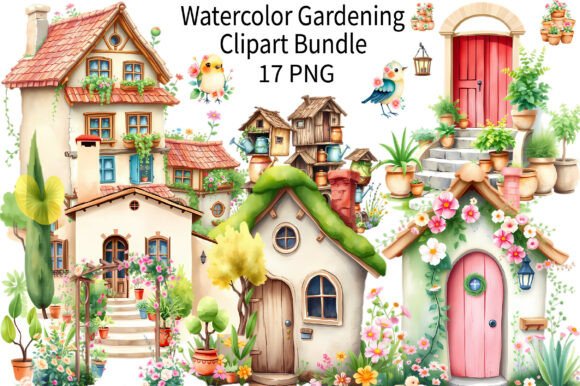 Download Watercolor Cottage Garden Clipart Bundle - Bundle Collection