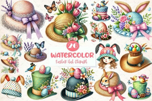 Download Watercolor Easter Hat Clipart Bundle - Bundle Collection