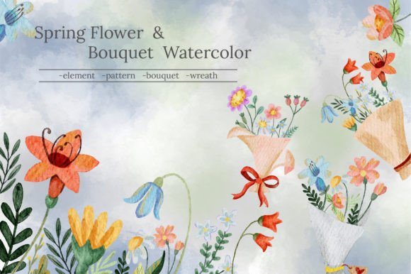 Download Spring Watercolor Set Bundle Clipart - Bundle Collection