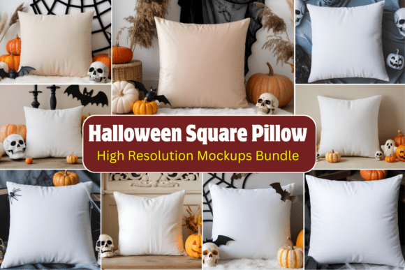 Download Halloween Square Pillow Mockups Bundle - Bundle Collection