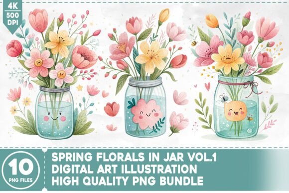 Download Spring Florals in Jar V.1 PNG Bundle - Bundle Collection