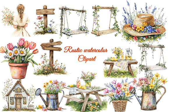 Download Rustic Watercolor Clipart Bundle - Bundle Collection